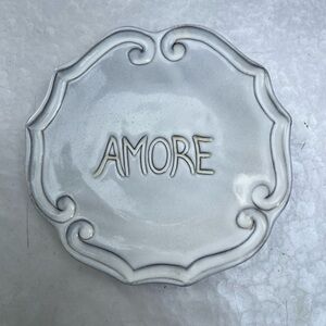 Vietri Amore White Decorative Trinket Dish 5” Italy